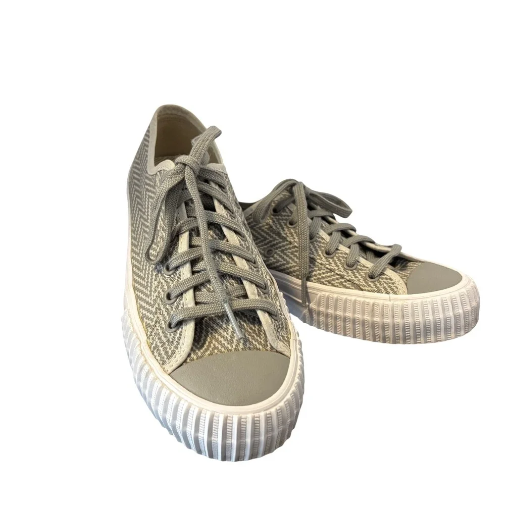 PF Flyers Center Lo Size 10.5 Womens Grey Herringbone Canvas Sneakers